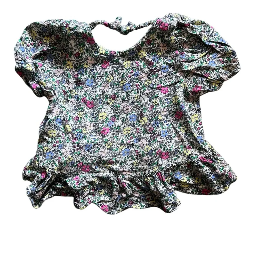 Old Navy Floral Short-Sleeve Ruffle-Hem Top | 2T